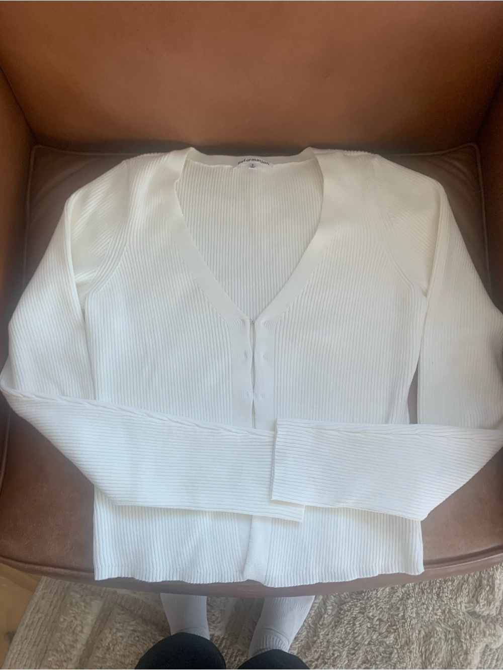 Reformation Kaitlyn Cotton Cardigan - Ribbed, White